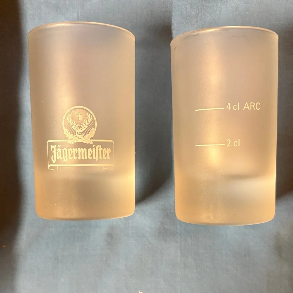 Jagermeister Frosted Shot Glasses with White Logo - Set of 2